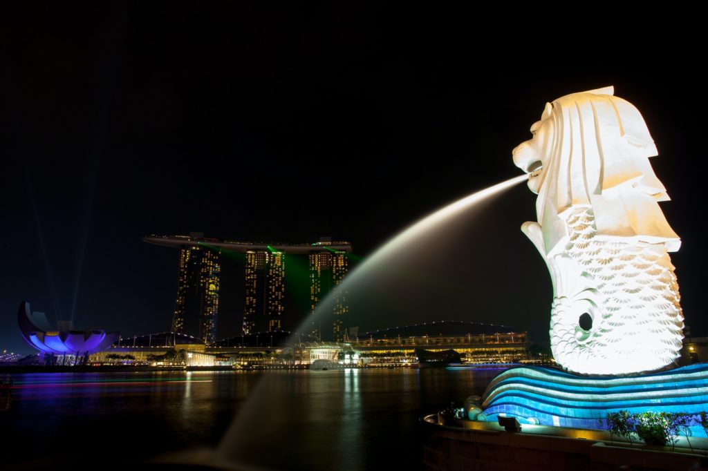 Marina Bay Sands and Merlion
